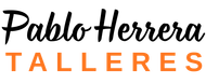 "Pablo Herrera" en cursiva negra sobre "Talleres" en letras mayúsculas naranjas.