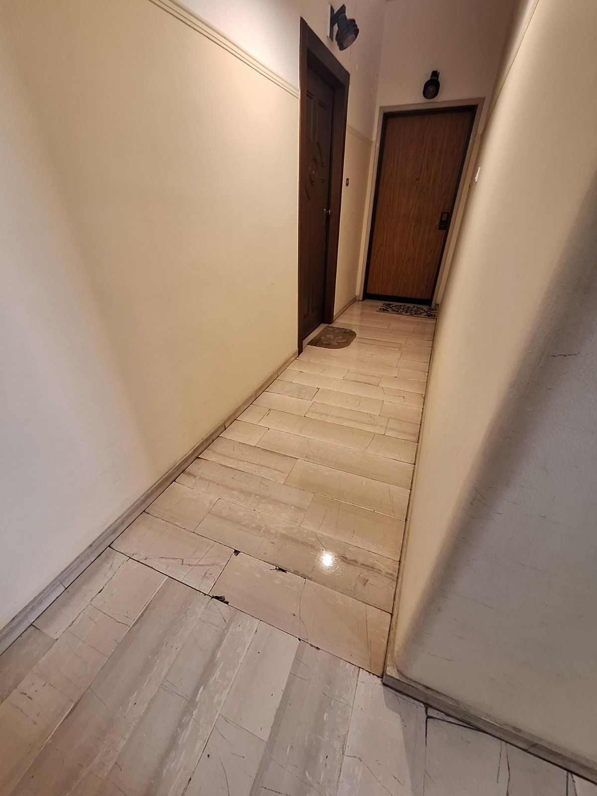 Εσωτερικό ανελκυστήρα από ανοξείδωτο ατσάλι με καμπυλωτά πάνελ τοίχου και ένα μικρό στρογγυλό πάνελ κουμπιών