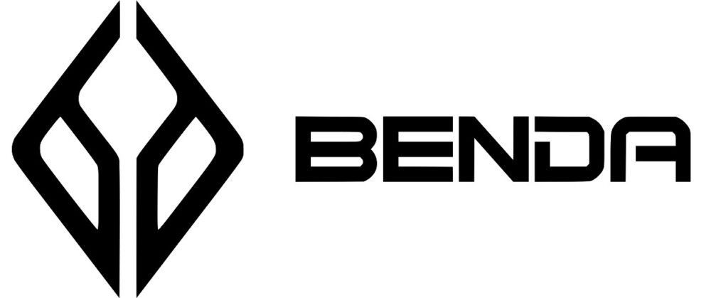 Das Benda-Logo ist schwarz-weiß und sieht aus wie ein Diamant.