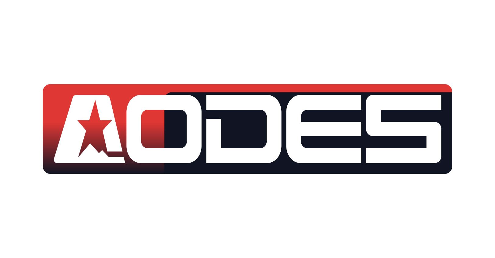 Das Logo von Aodes ist rot und schwarz und hat einen Stern darauf.