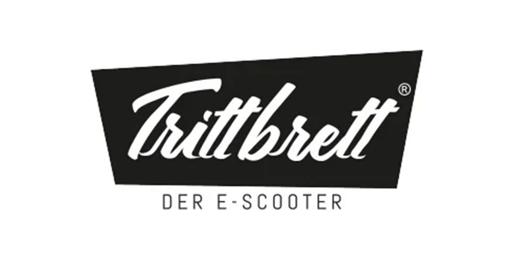 Ein schwarz-weißes Logo für Trillbrett der E-Scooter