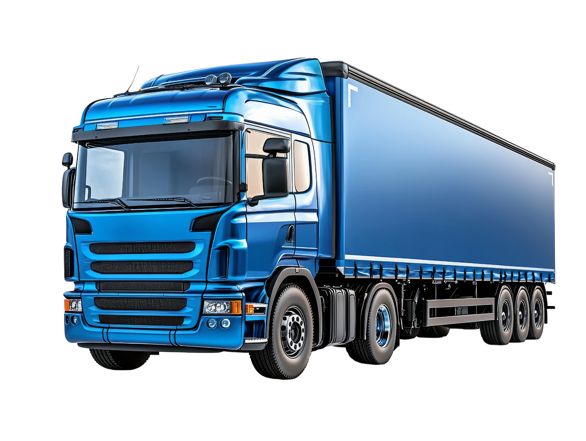 Un camion poids lourd de couleur bleue