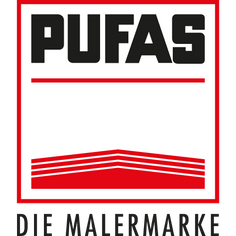 PUFAS-Logo: Fettgedruckter schwarzer Text über einem roten Rechteck; darunter „DIE MALERMARKE“.