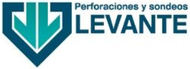 Logo de Perforaciones y Sondeos LEVANTE en azul turquesa y gris con forma geom&eacute;trica.