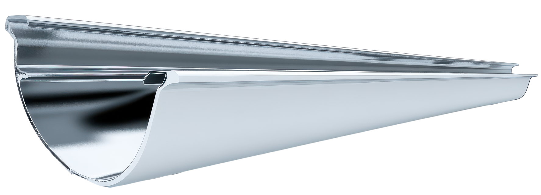 Gouttière en métal argenté.