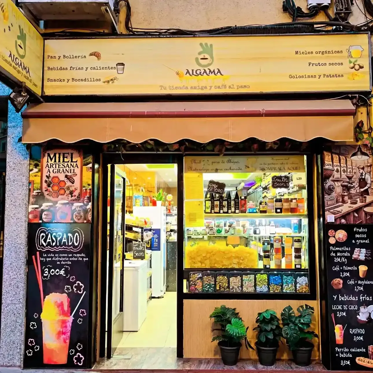 Raspados naturales en verano en tienda ALGAMA Cafés y Mieles en Madrid