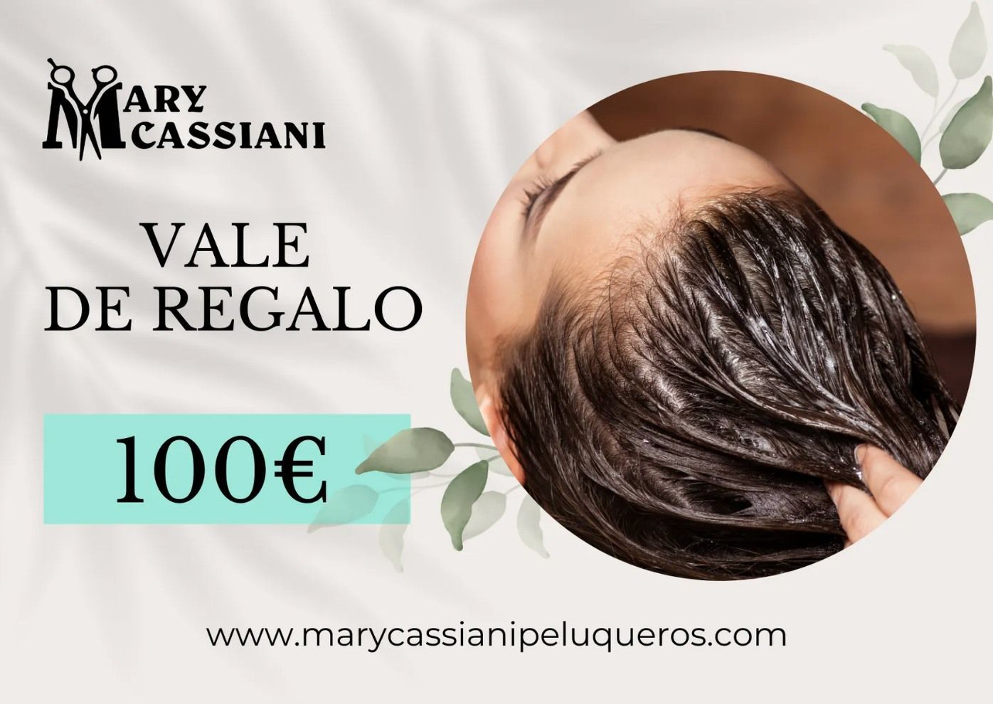 Vale regalo para la peluquería Mary Cassiani, por valor de 100€, con una persona que se realiza un tratamiento capilar.