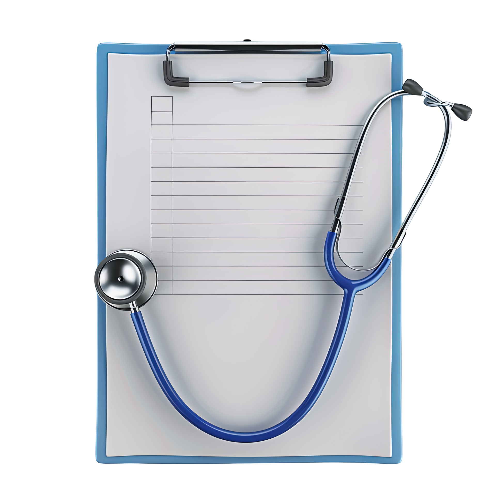 Carnet médical et stéthoscope détourés