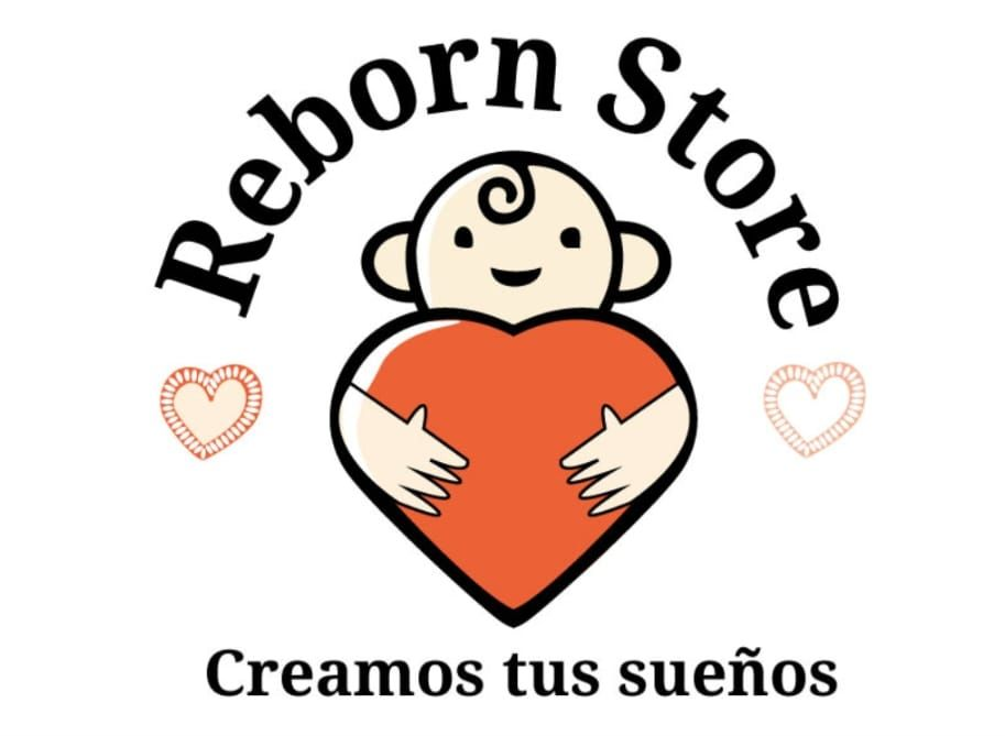 Logo de Reborn Store: bebé con corazón rojo y texto “Creamos tus sueños”