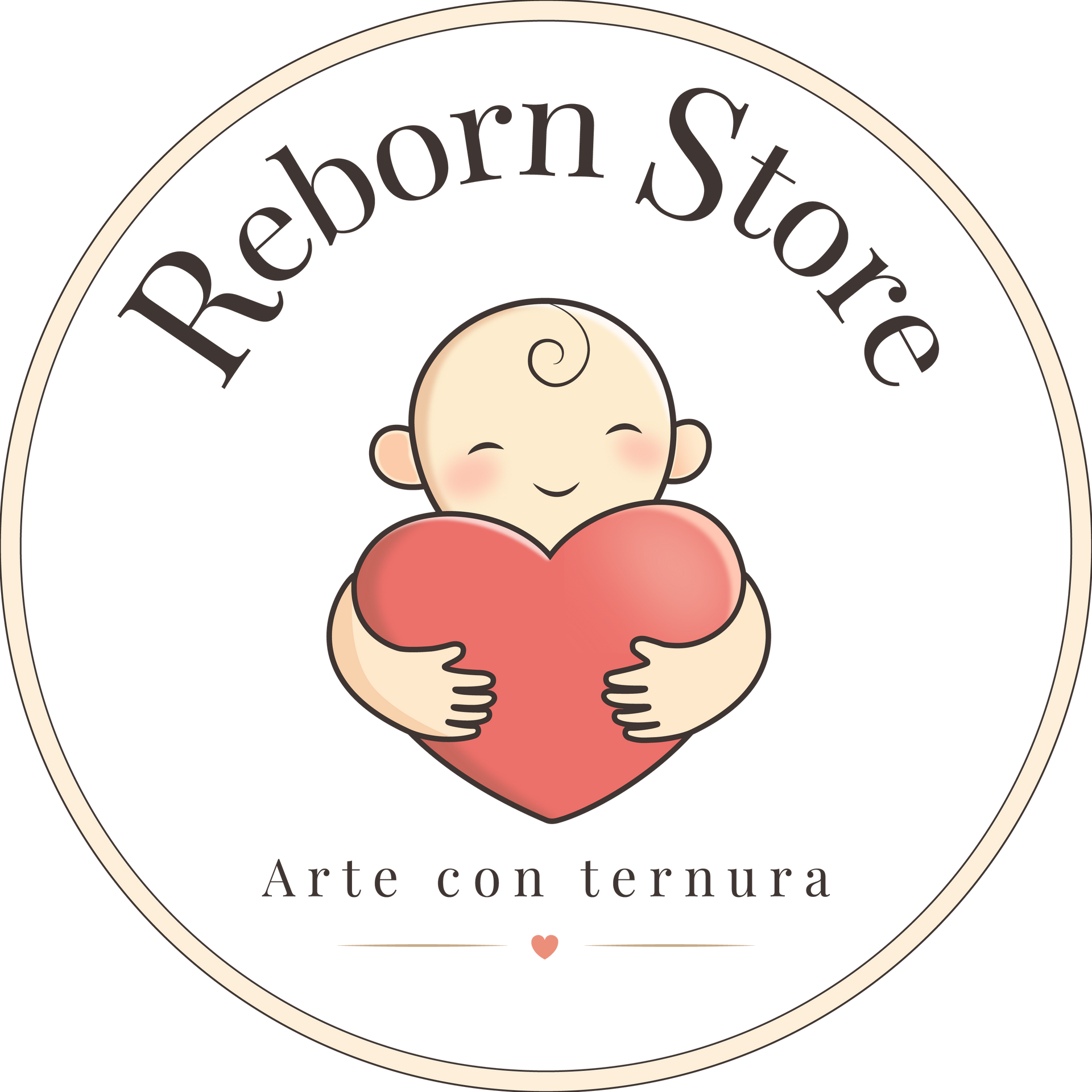 Logo de Reborn Store: bebé con corazón rojo y texto “Creamos tus sueños”
