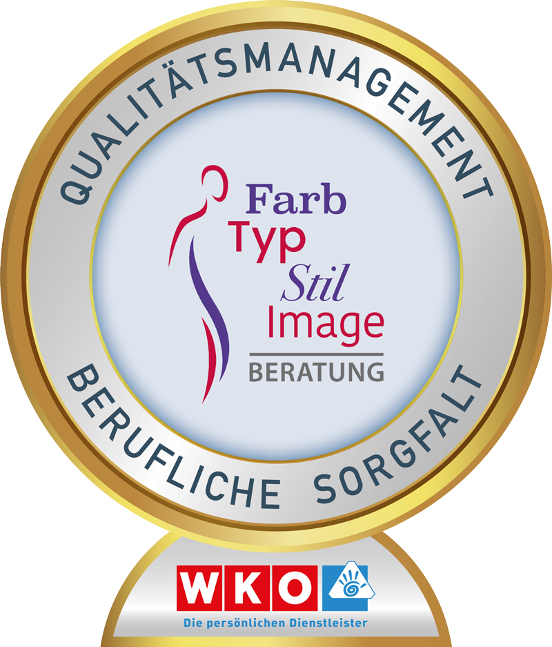 Circular logo for Farb Typ Stil Image Beratung and Qualitätsmanagement Berufliche Sorgfalt, with WKO emblem at bottom