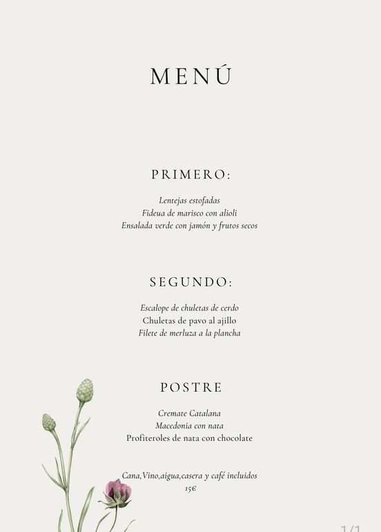 A menu for Restaurante Valldepins titled 