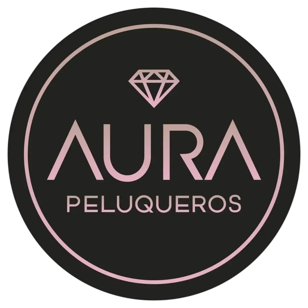 Logotipo para Aura Peluqueros, salón de peluquería, que presenta la palabra 
