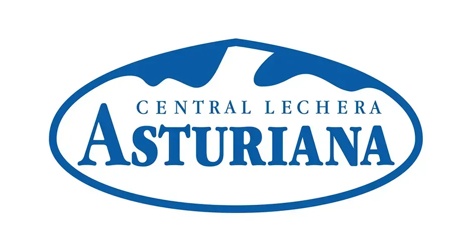 Logotipo de Central Dairy Asturiana en texto azul dentro de un óvalo.