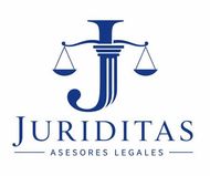 Logotipo azul de un bufete de abogados con balanza de la justicia y el texto &ldquo;JURIDITAS Asesores Legales&rdquo;.
