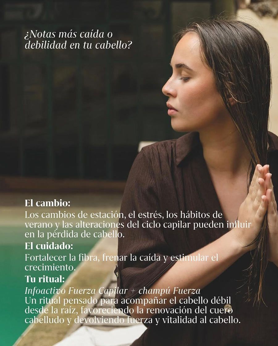 Mujer de perfil con el pelo trenzado, ojos cerrados, junto a un texto superpuesto en español sobre la desconexión y la identidad.