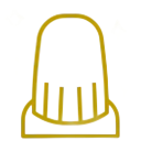 Un icono de línea roja de un clavo con estrellas a su alrededor.