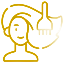 Una mujer se cepilla el cabello con un cepillo.