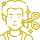 Un hombre se está cortando el pelo con unas tijeras.