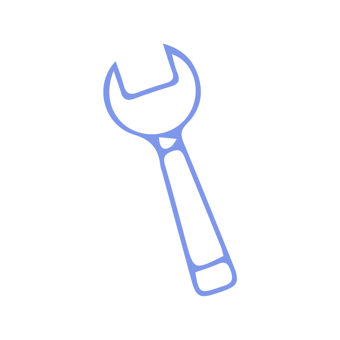 Blaues Schraubenschlüssel-Symbol.