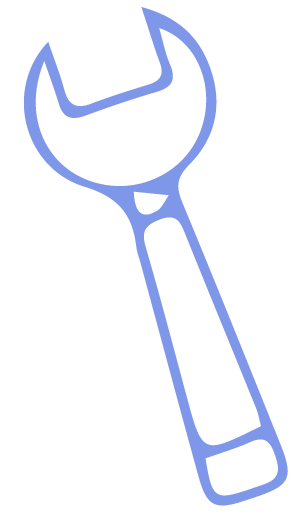 Symbol für einen blauen Maulschlüssel.