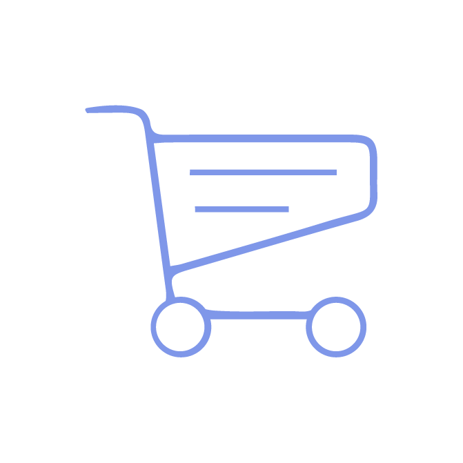 Blaues Einkaufswagen-Symbol.