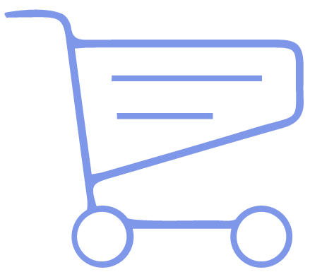 Blaues Einkaufswagen-Symbol.