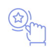Eine Hand berührt ein Sternsymbol, um eine Auswahl oder das Speichern als Favorit anzuzeigen.