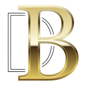 Una letra b dorada sobre un fondo blanco