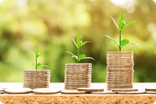 Pièces de monnaie avec des plantes poussant dessus