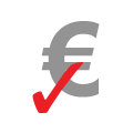 Symbole Euro avec une coche rouge