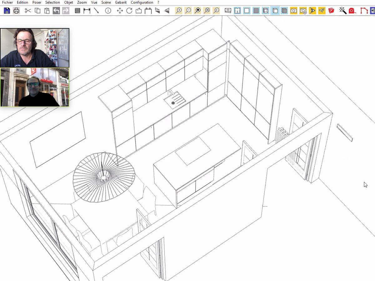 Plan 3D d'une cuisine 2