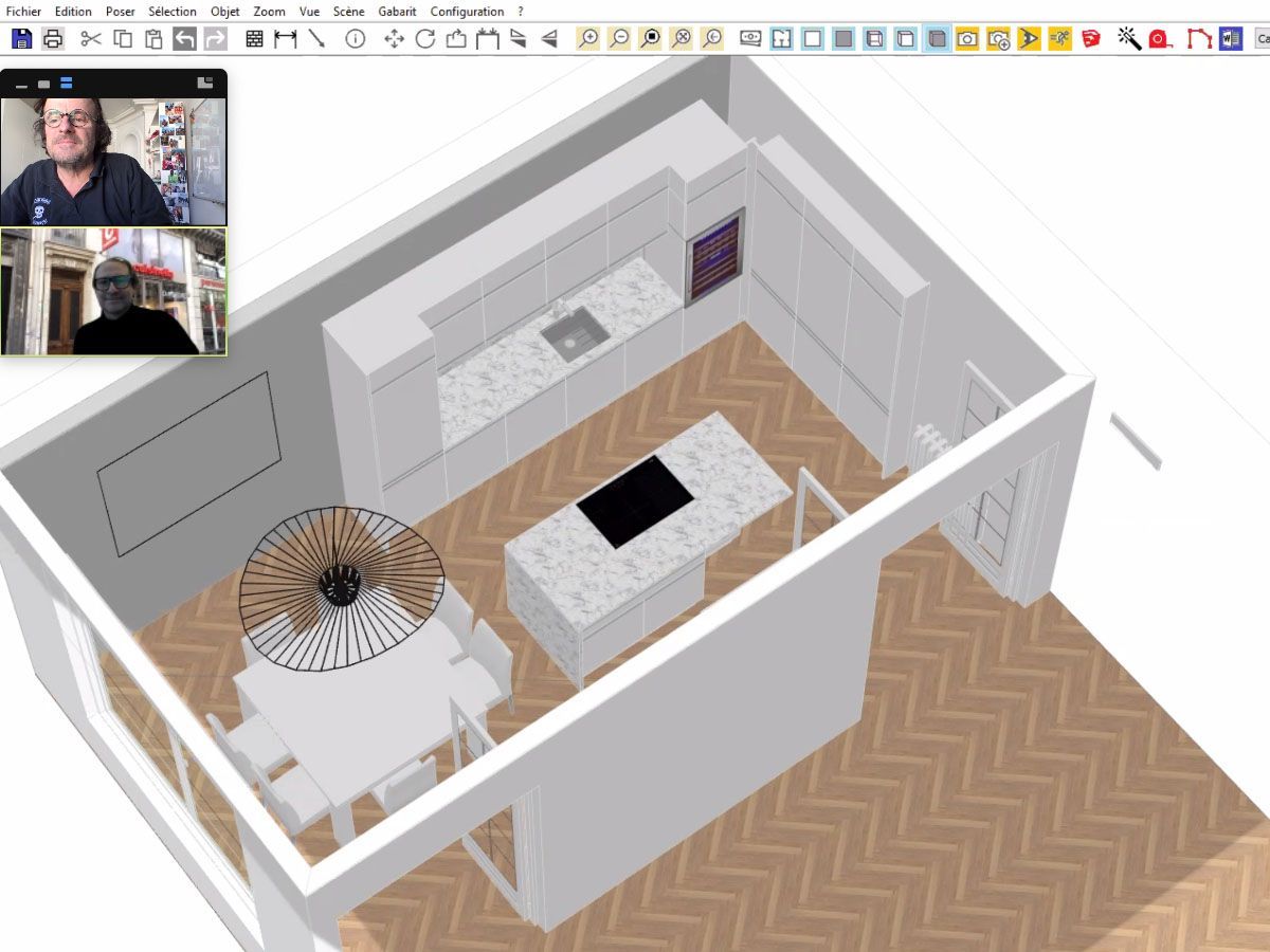Plan 3D d'une cuisine coloré