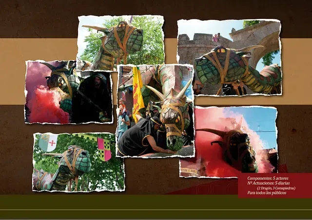 Un collage de fotos de personas vestidas de dinosaurios.