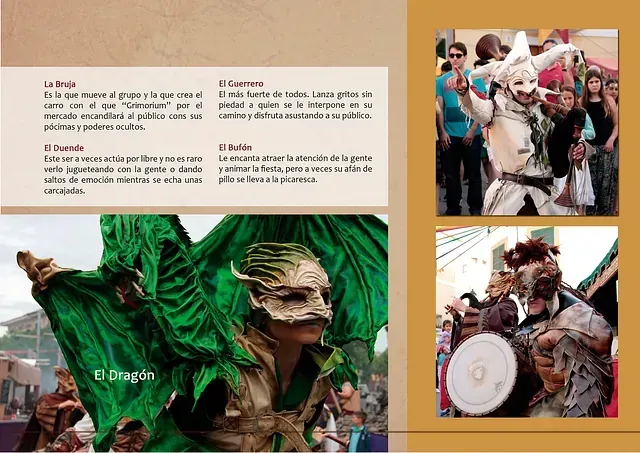 Un collage de imágenes muestra un dragón y un caballero.