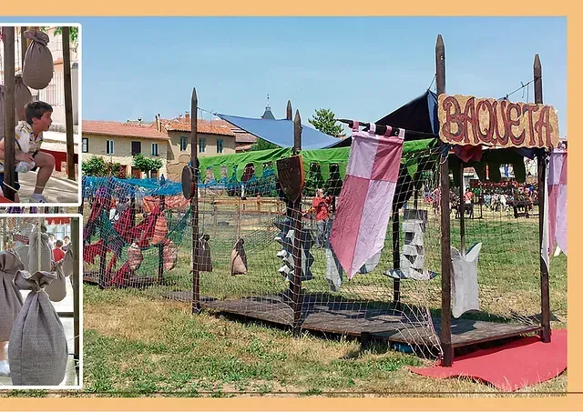 Un collage de fotografías muestra a un niño jugando en un parque y un cartel que dice 'baqueta'.