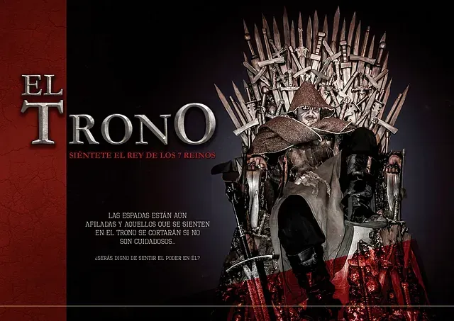 Un póster de El Trono muestra a un hombre sentado en un trono.