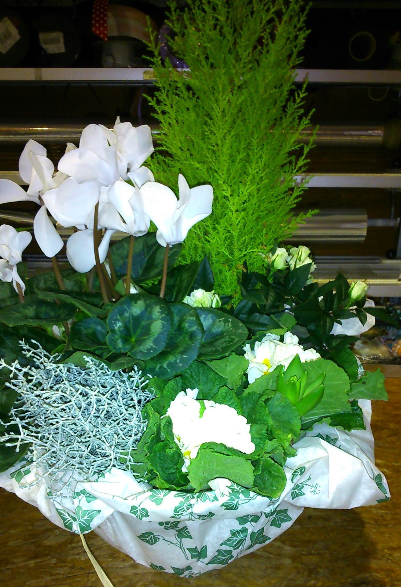 Composition de fleurs blanches