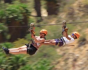 Ziplining through desert canyons at Wild Canyon Adventures in Los Cabos