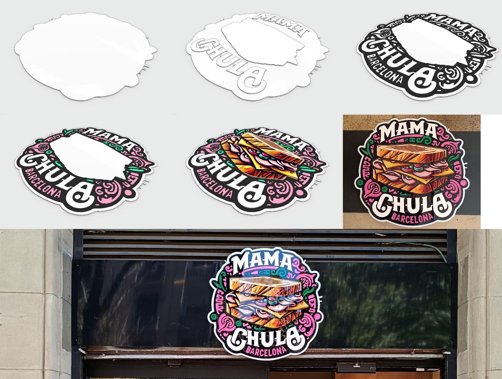 Un letrero de neón que dice mvson está colgado en una pared.