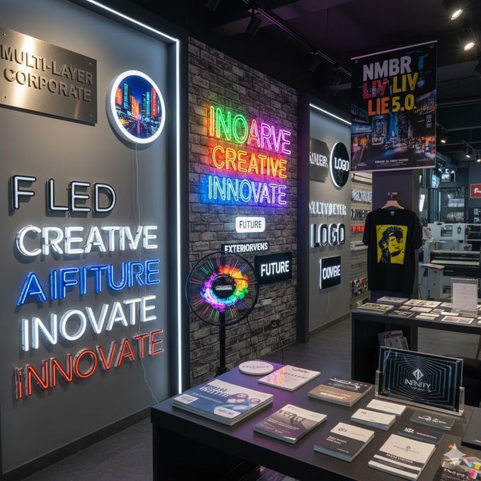 Un letrero de neón cuelga en la pared de un garaje.