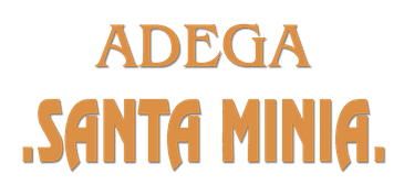 Logotipo: &ldquo;ADEGA SANTA MINIA&rdquo; en color naranja, fuente estilizada, sobre fondo blanco.