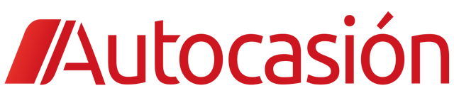 Un logotipo rojo y blanco para autocasión sobre un fondo blanco.