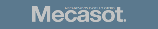 Logotipo para Mecasot, texto blanco sobre fondo azul.