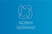 Un logo pour Robin Serrant sur fond bleu