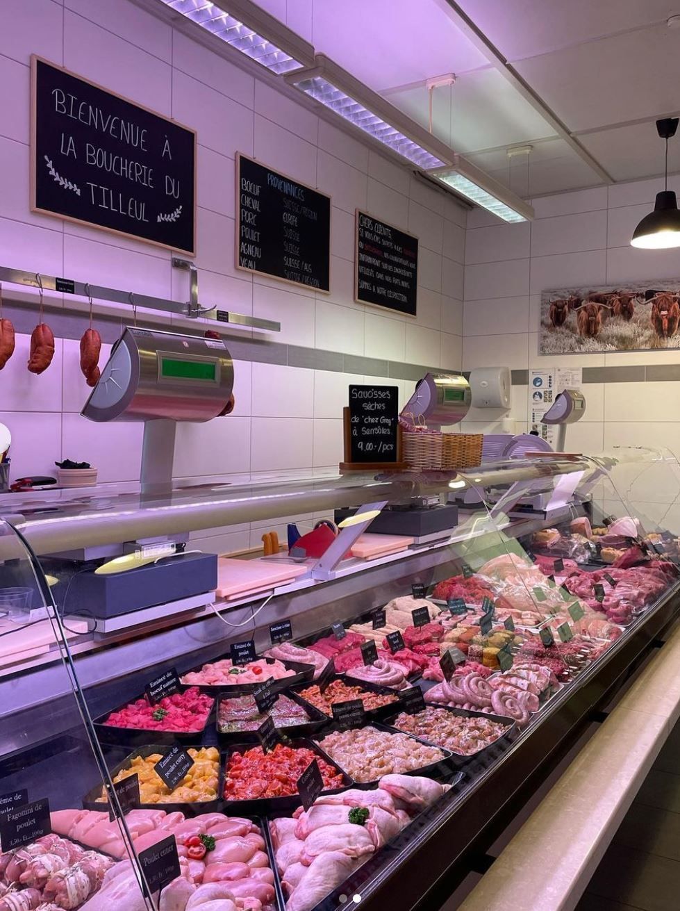 présentation de la viande et charcuterie