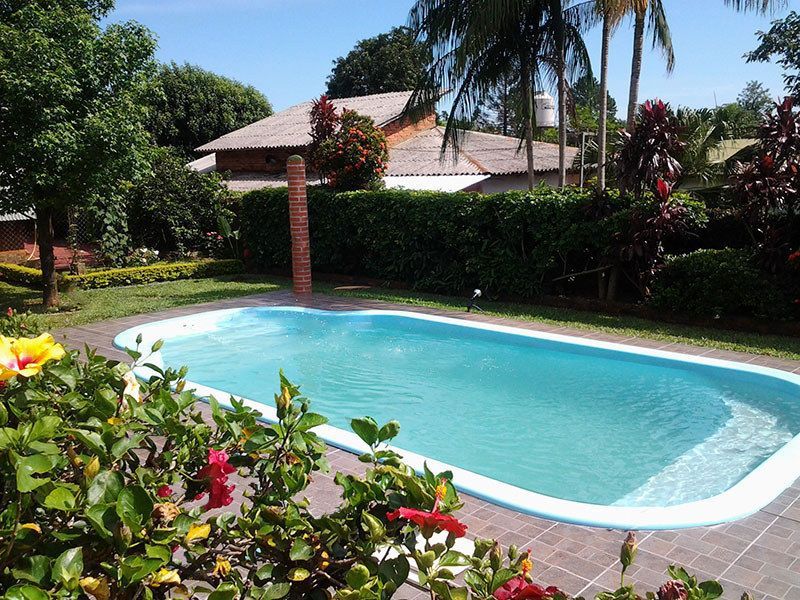 Piscine creusée et végation de profil