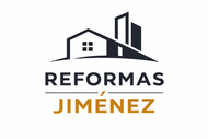 Logo de Reformas Jim&eacute;nez con casa y edificios en negro y texto negro y dorado.