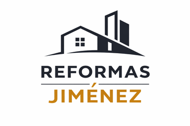 Logo de Reformas Jim&eacute;nez con casa y edificios en negro y texto negro y dorado.