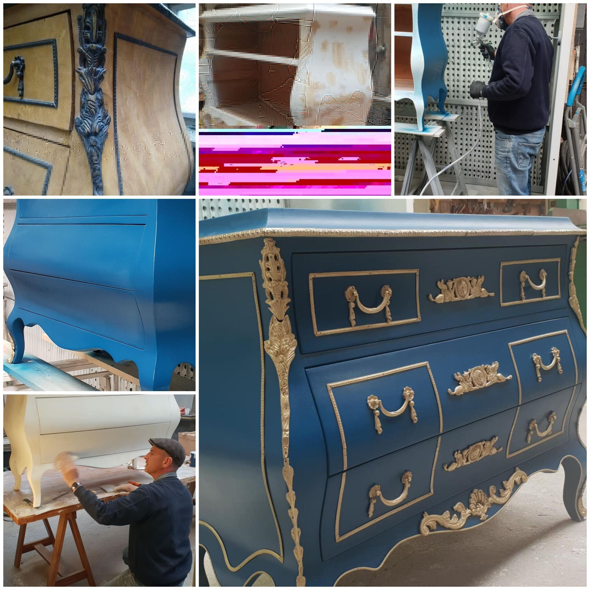 Restauration meuble bleu